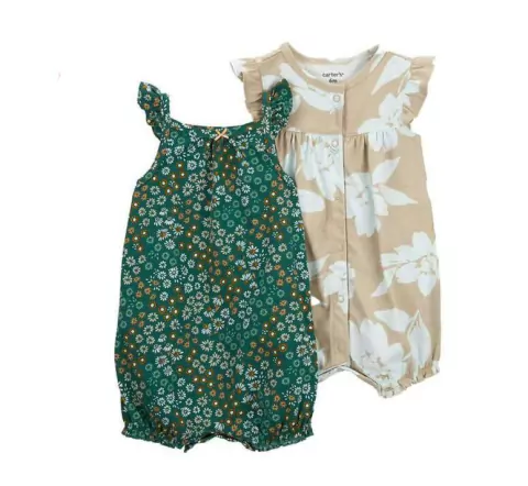 Kit Romper Carter's 2 Peças Bege Floral