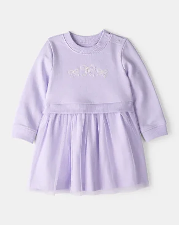 Vestido Carter's 2 Peças Lilás Laços com Tulle