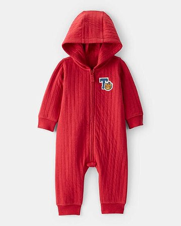 Macacão Carter's Matelassê Vermelho Tiger com Capuz