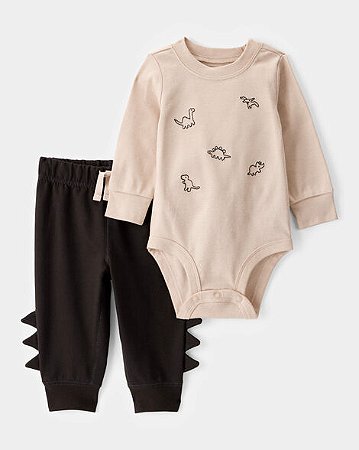 Conjunto Carter's 2 Peças Body Longo Calça Preta Dino