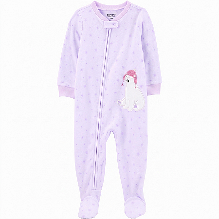 Macacão Carter's Fleece Lilás Urso Polar