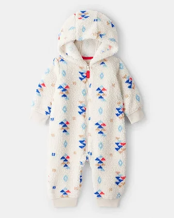 Macacão Carter's Sherpa Creme com Capuz Asteca
