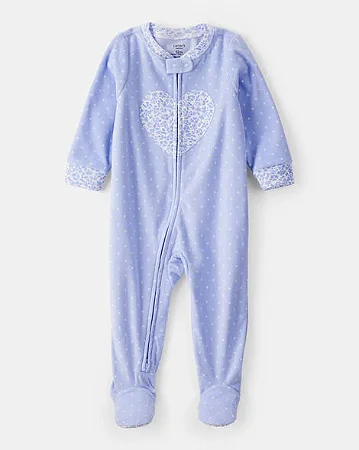 Macacão Carter's Fleece Lilás Poa Coração