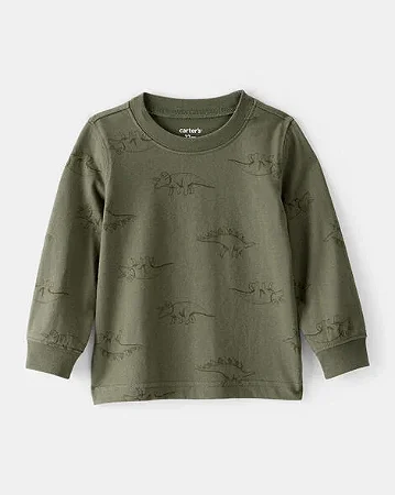 Camiseta Carter's Manga Longa Verde Dino