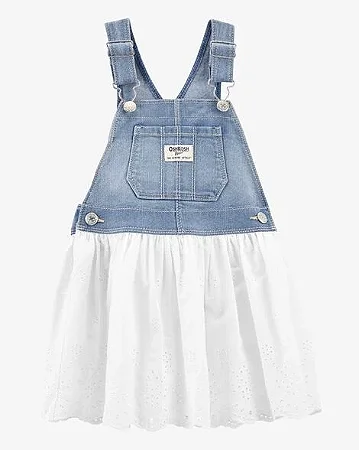Salopete Oshkosh Jeans Saia Branca Bordada