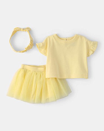 Conjunto Carter's 3 Peças Amarelo Saia Tule com Faixa