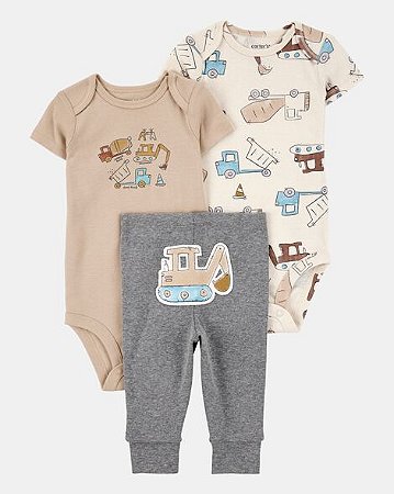 Conjunto Carter's 3 Peças Bege Escavadeira