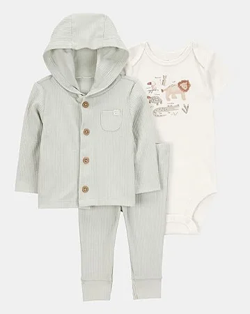 Conjunto Carter's 3 Peças Verde Leãozinho