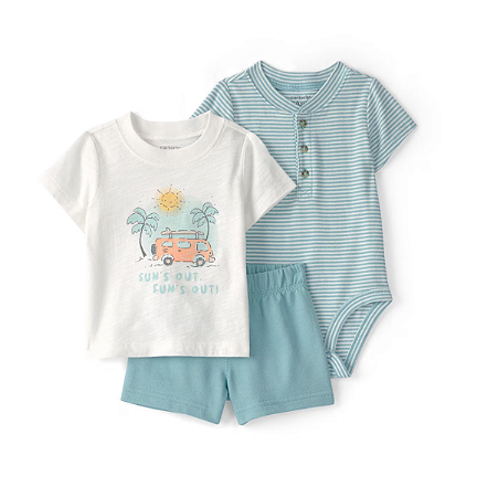 Conjunto Carter's 3 Peças Azul Sun's Out