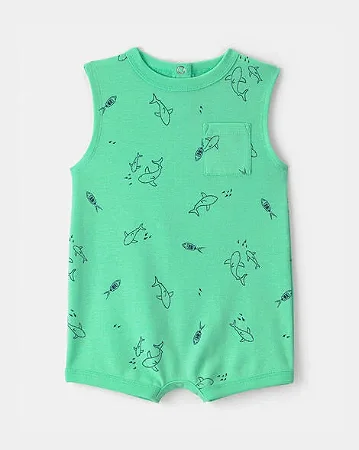 Romper Carter's Malha Verde Tubarão