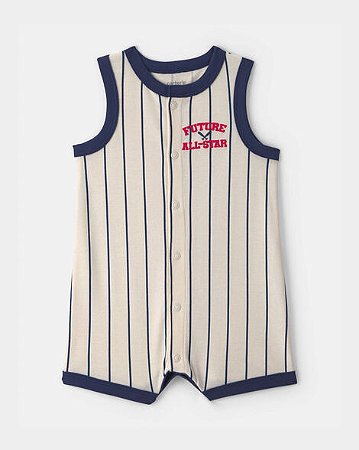 Romper Carter's Malha Azul Listras Future All-Star