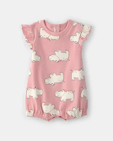 Romper Carter's Malha Rosa Hipopótamo