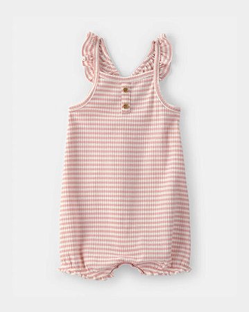 Romper Carter's Malha Canelada Rosa Listras