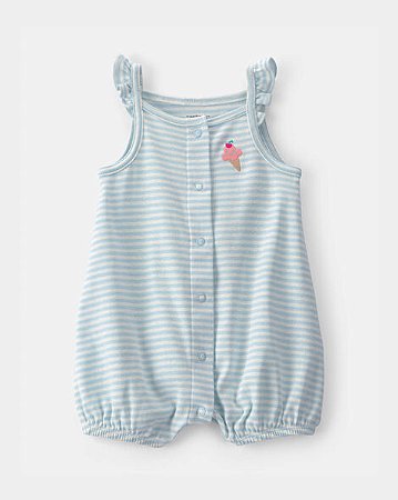 Romper Carter's Malha Azul Listras Sorvetinho
