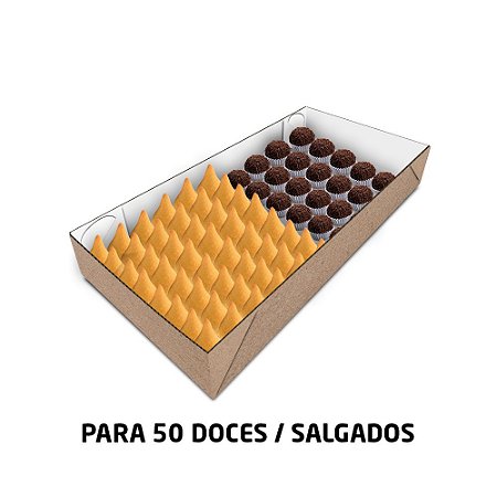 Caixa para 50 Docinhos ou Salgadinho Empastada - Kraft  | 35,0 x 17,0 x 5,0 cm