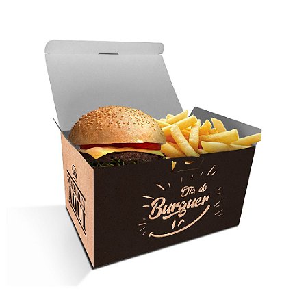 Embalagem Caixa Delivery Hambúrguer - Kraft - Combo | Personalizada