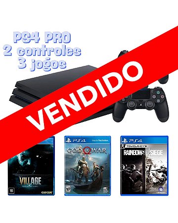 Playstation 4 PRO 1TB - 2 controles - 3 jogos