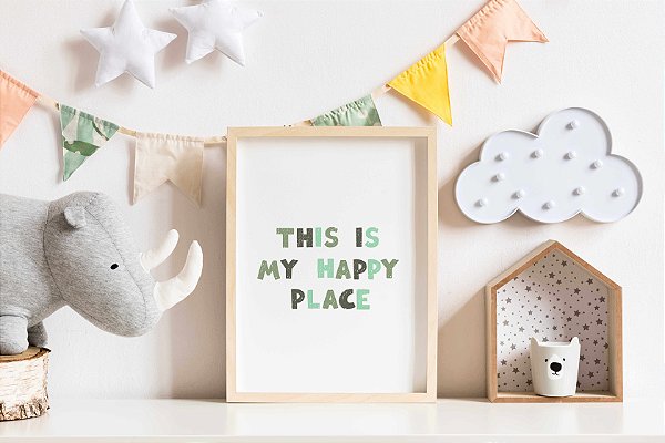 Quadro Infantil My Happy Place Verde