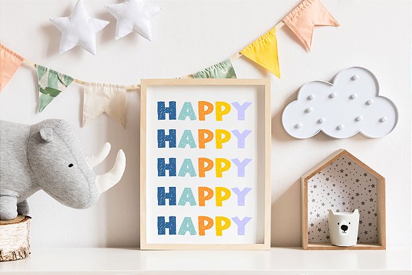 Quadro Infantil Happy Azul