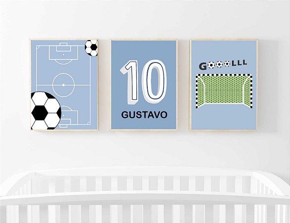 Kit Quadro Infantil Futebol Azul
