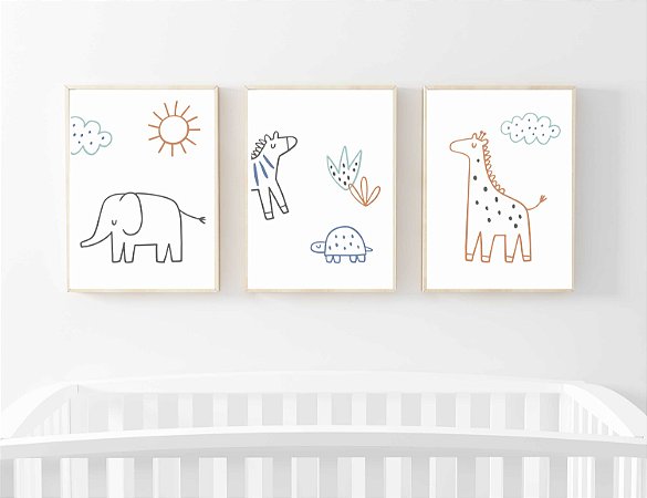 Kit Quadro Infantil Safari Minimalista