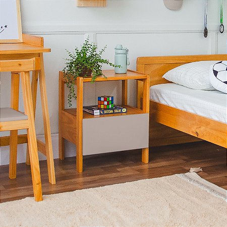 Mesa de Cabeceira Infantil Cinza Greige - Theo