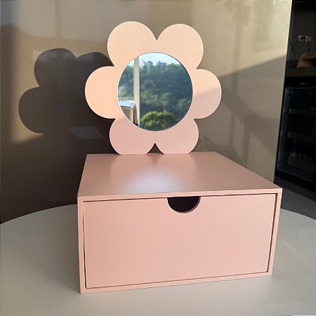 Mini Penteadeira de Bancada Flor - Rosa