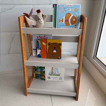 Estante Porta Livros de Chão - Cinza Greige