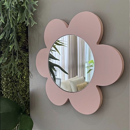 Espelho Formato Flor - Rosa Blush