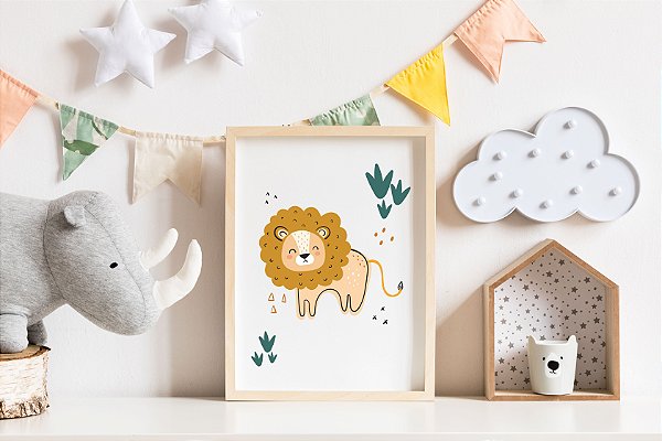 Quadro Infantil Leãozinho Selva