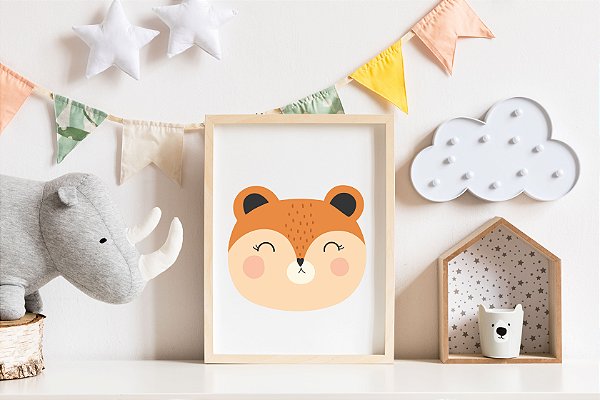 Quadro Infantil Raposa Laranja