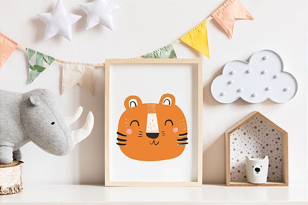 Quadro Infantil Tigre Laranja