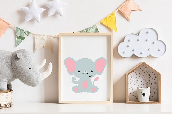 Quadro Infantil Elefante Bebê