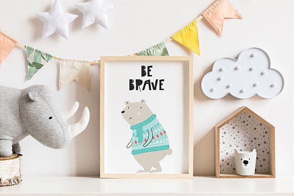 Quadro Infantil Urso Polar Be Brave