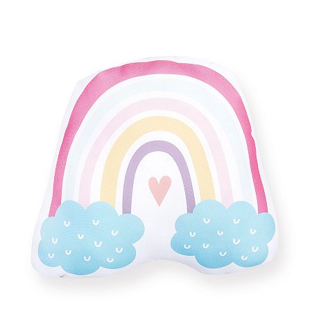 Almofada Infantil Arco-íris Pink Nuvem Azul