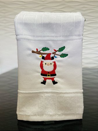 Toalha de Natal - Papai Noel no galho