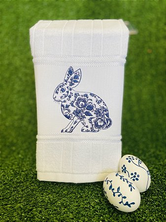 Toalha de Páscoa - Coelho com flores