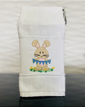 Toalha de Páscoa - Coelho com flâmulas