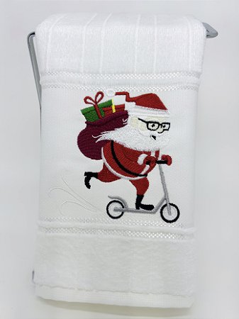 Toalha de Natal - Papai Noel de Patinete