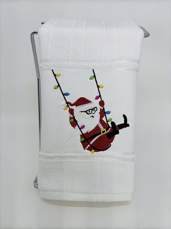 Toalha de Natal - Papai Noel no Balanço