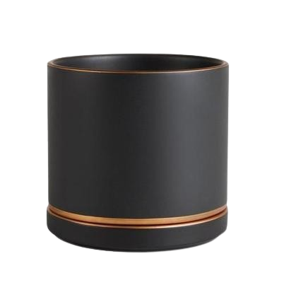 VASO PRETO CERÂMICA COM PRATO