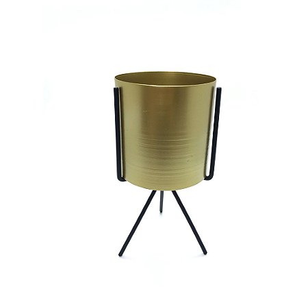 Cachepot Dourado com Suporte em Metal