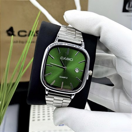 Relógio Casio Vintage A138 Prata Verde