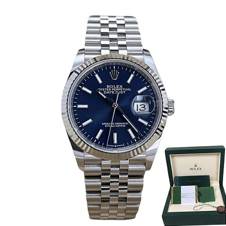 Rolex datejust azul escuro automático