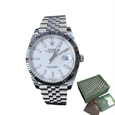 Rolex Datejust branco com prata automático