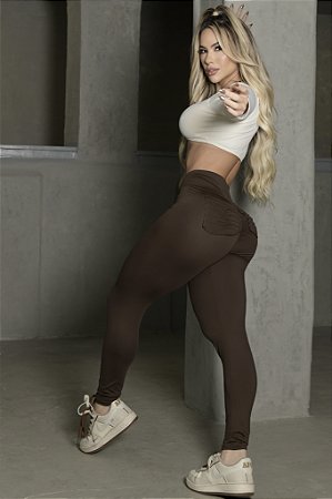 Calça legging push up marrom