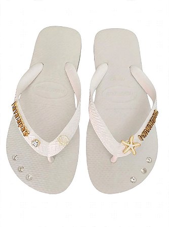 Havaianas Top Com Logo+estrela+concha branco