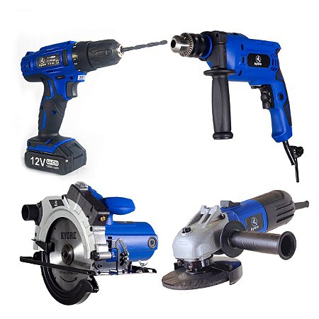 Kit Com 4 Ferramentas Elétricas Kyore 127 V Excelente Qualidade Conjunto Completo Para Profissionais