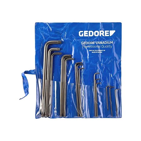 Jogo Chave Torx Aço Tipo L Com 15 Peças T6 A T60 GEDORE