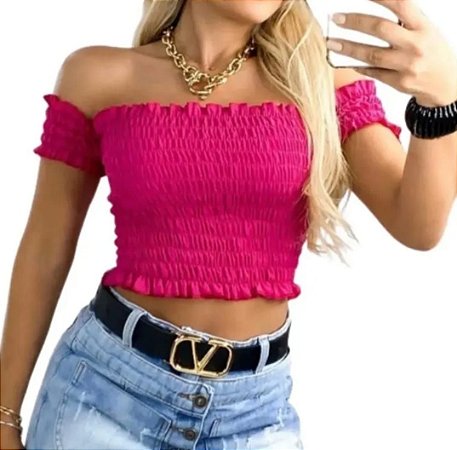 Cropped franzido ciganinha Clearance